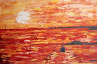 Astrid Pircher - Sonnenuntergang Meer - 50x70 - Acryl auf Leinwand