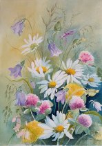 Hanni Rifesser, Wiesenblumen, Aquarell, 26 x 36 cm ohne Rahmen