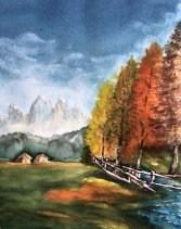 "Herbs Stimmung mit Geisler", Aquarell 36x28 cm, Preis auf Anfrage, gemalt von Maria Gasser Stockner
